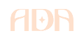 Ada Studio wordmark in Secondary Peach on Main Maroon