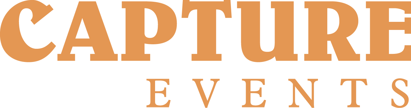 Capture Events wordmark in Capture Orange on Near Black