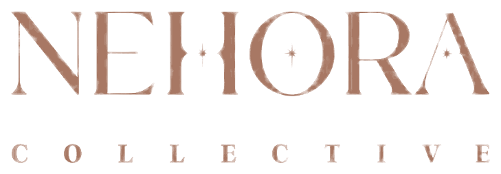 Nehora Collective wordmark in Desert Bronze on Charcoal
