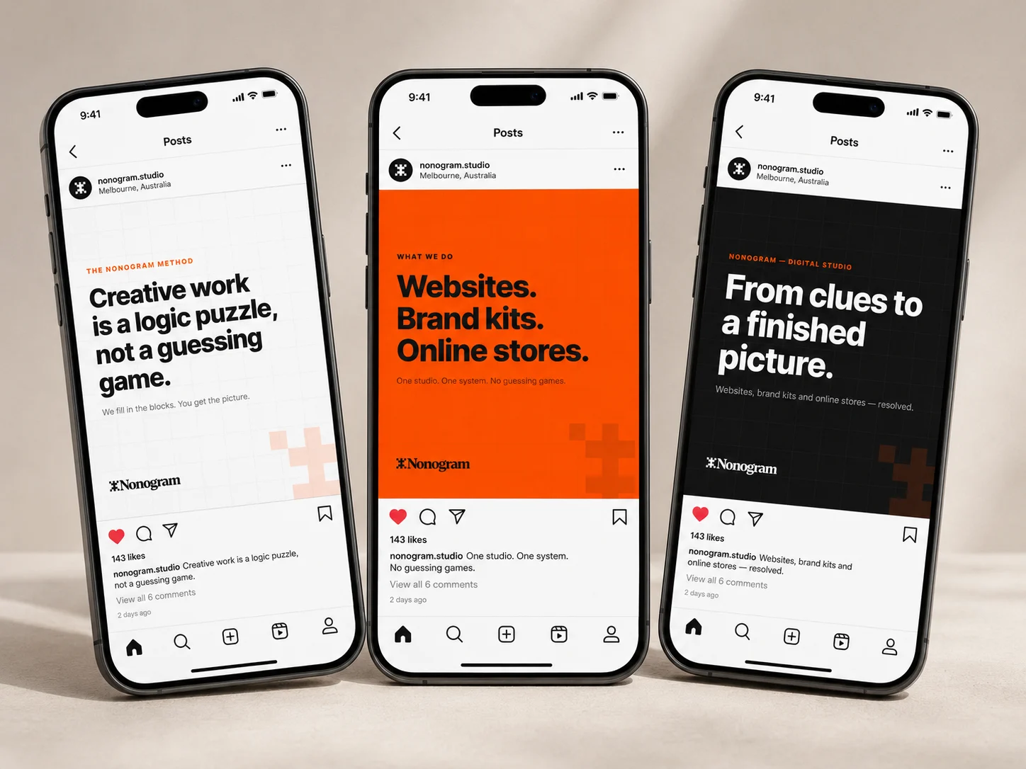 Nonogram paper-style social post mockup